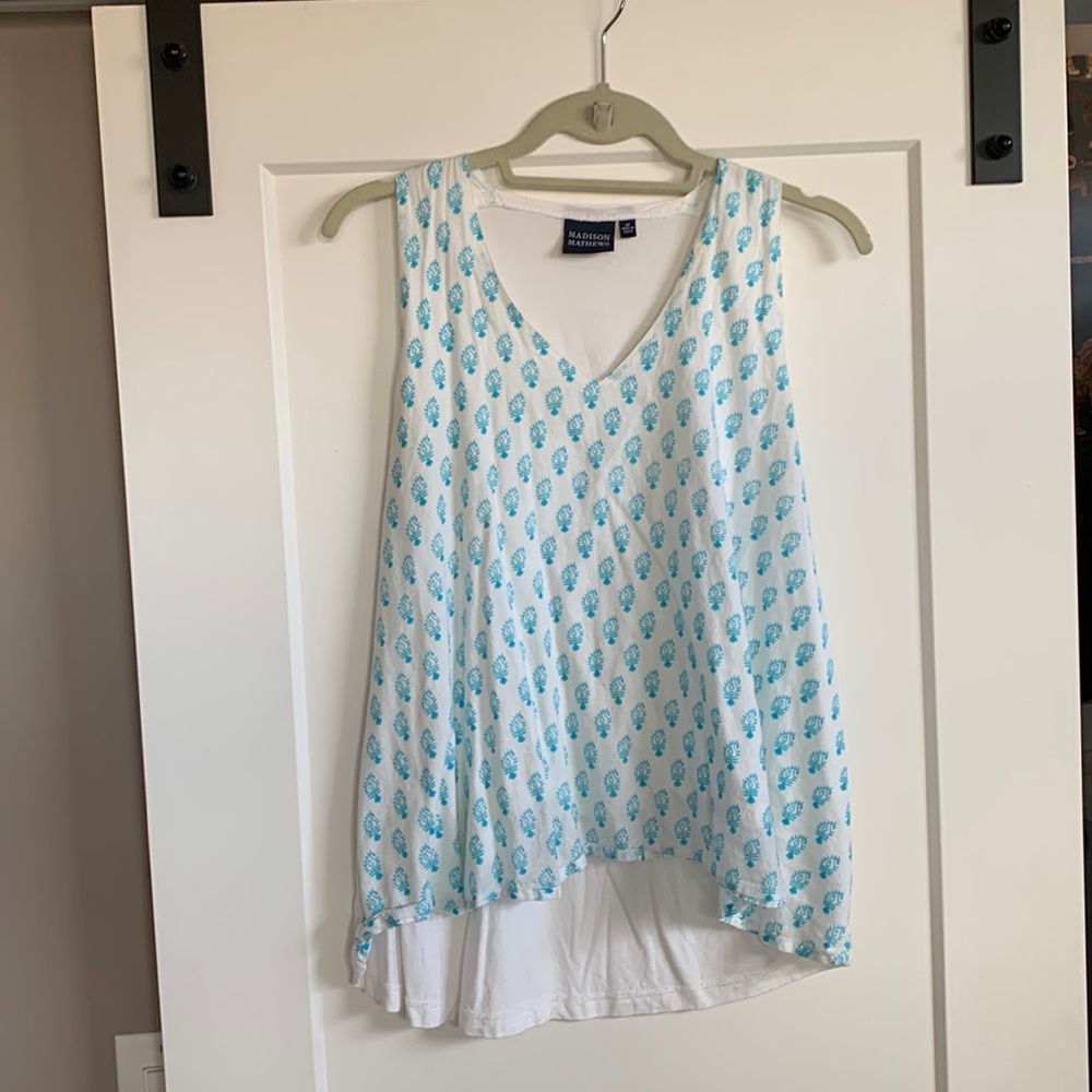 Blue and white patterned, Madison Matthews, tank